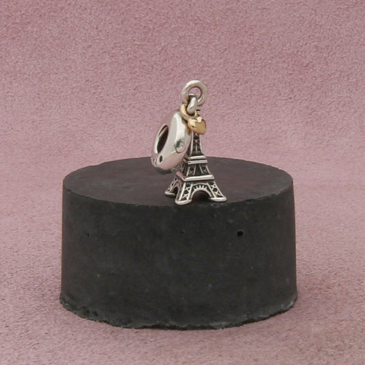 pandora sterling silver & 14k gold heart paris eiffel tower charm pendant