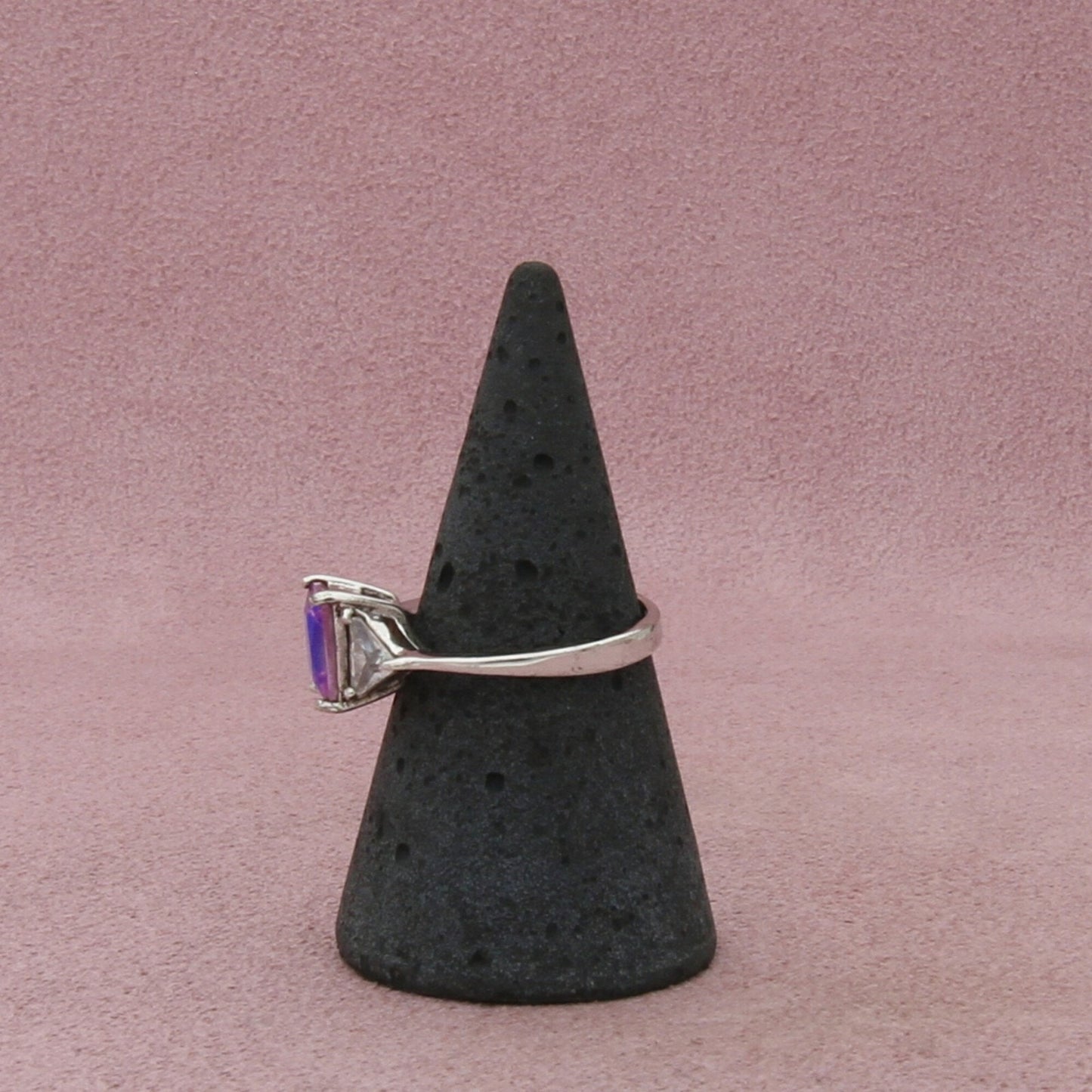 sterling silver aurora borealis crystal cz ring size 6.75
