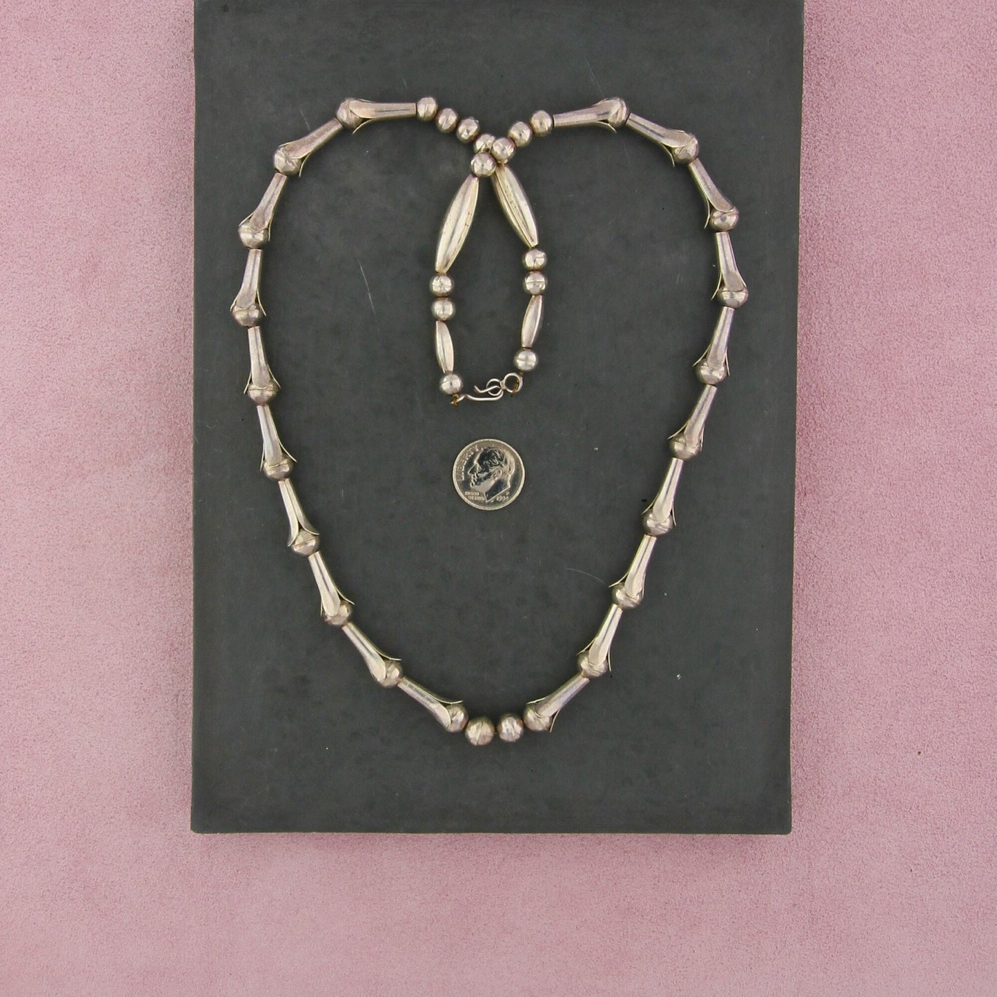 navajo sterling silver vintage squash blossom bench bead necklace size 23in