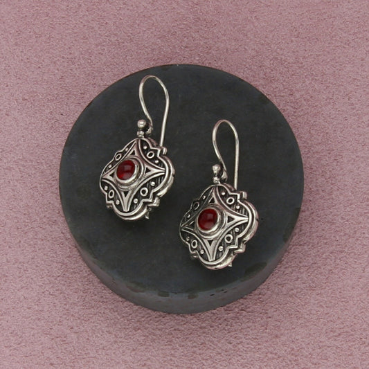 gerochristo sterling silver byzantine style ruby drop earrings