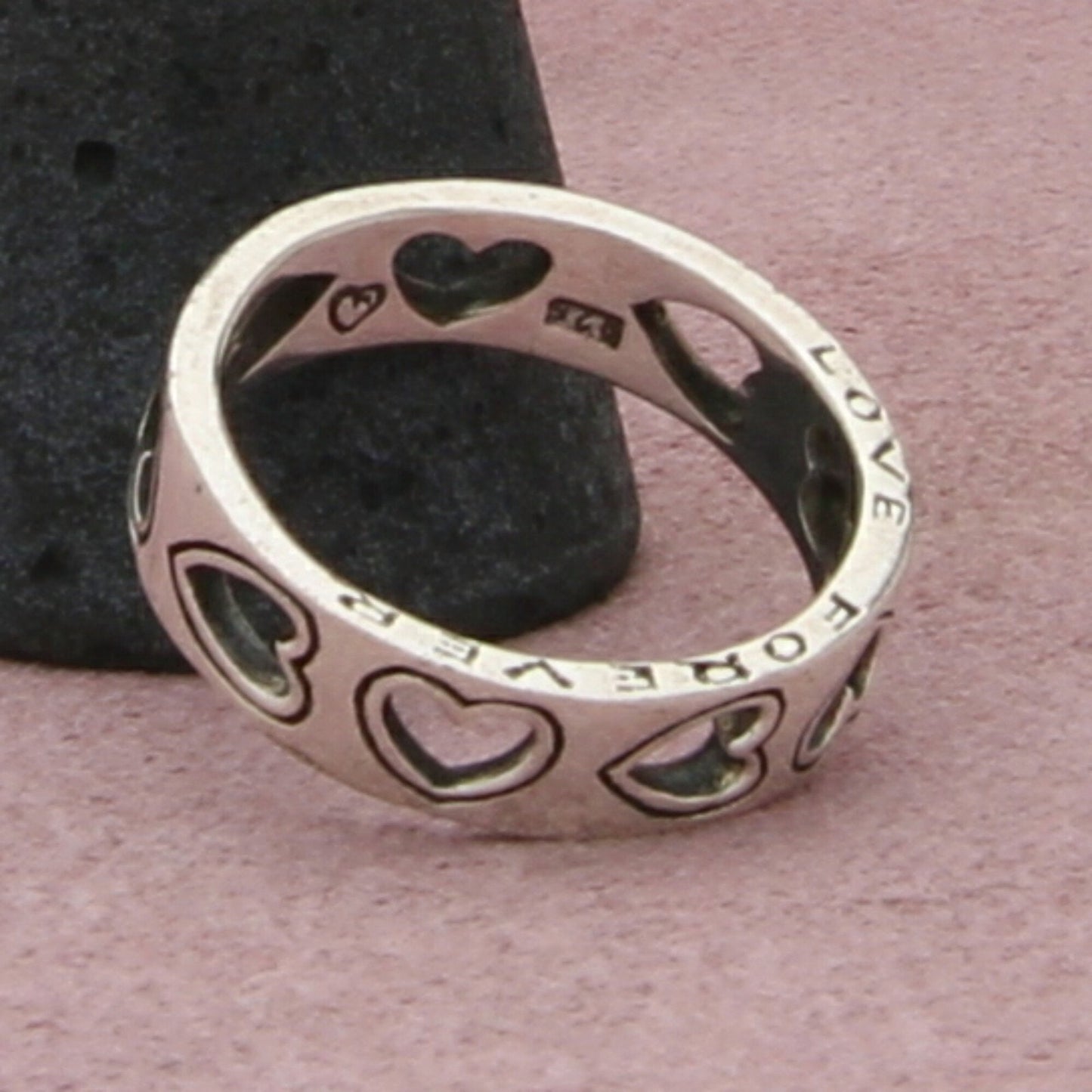brighton sterling silver open hearts band ring size 8