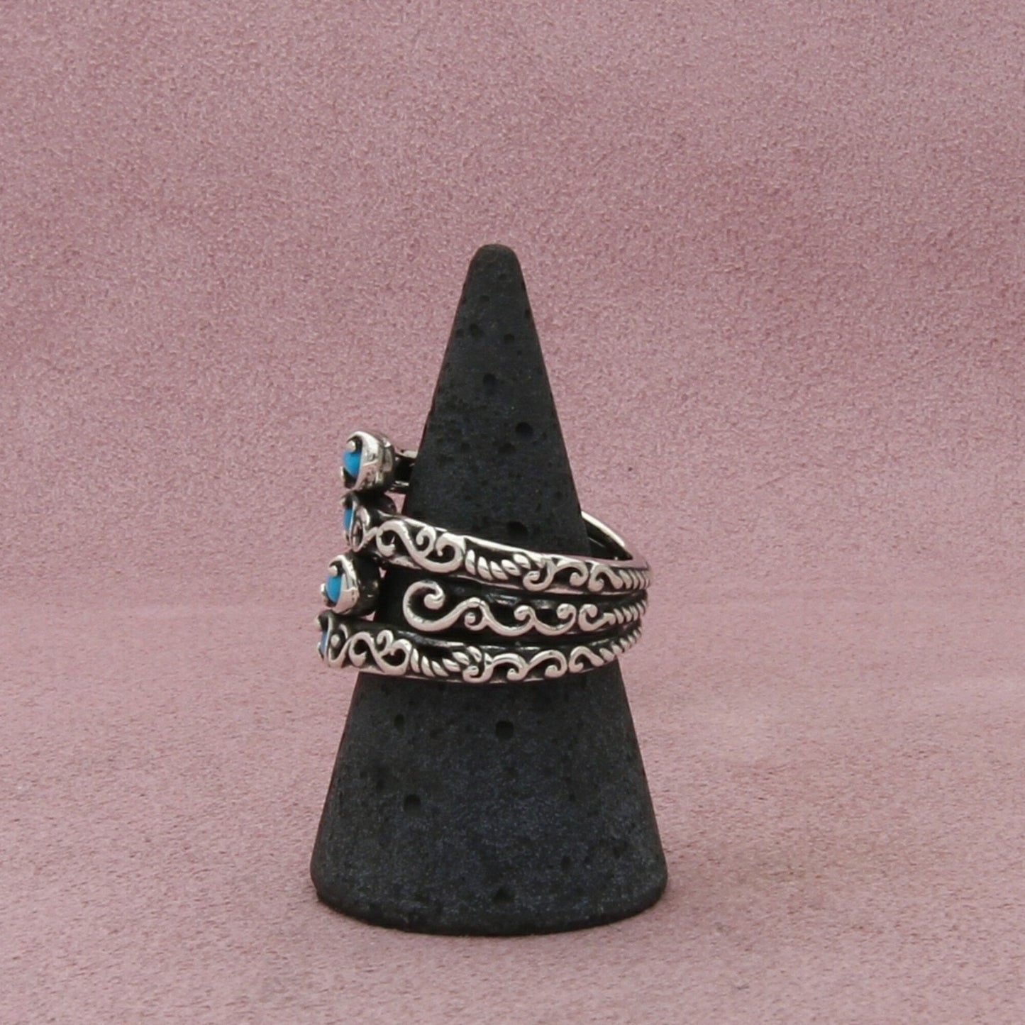 carolyn pollack sterling silver southwestern turquoise scroll ring size 8
