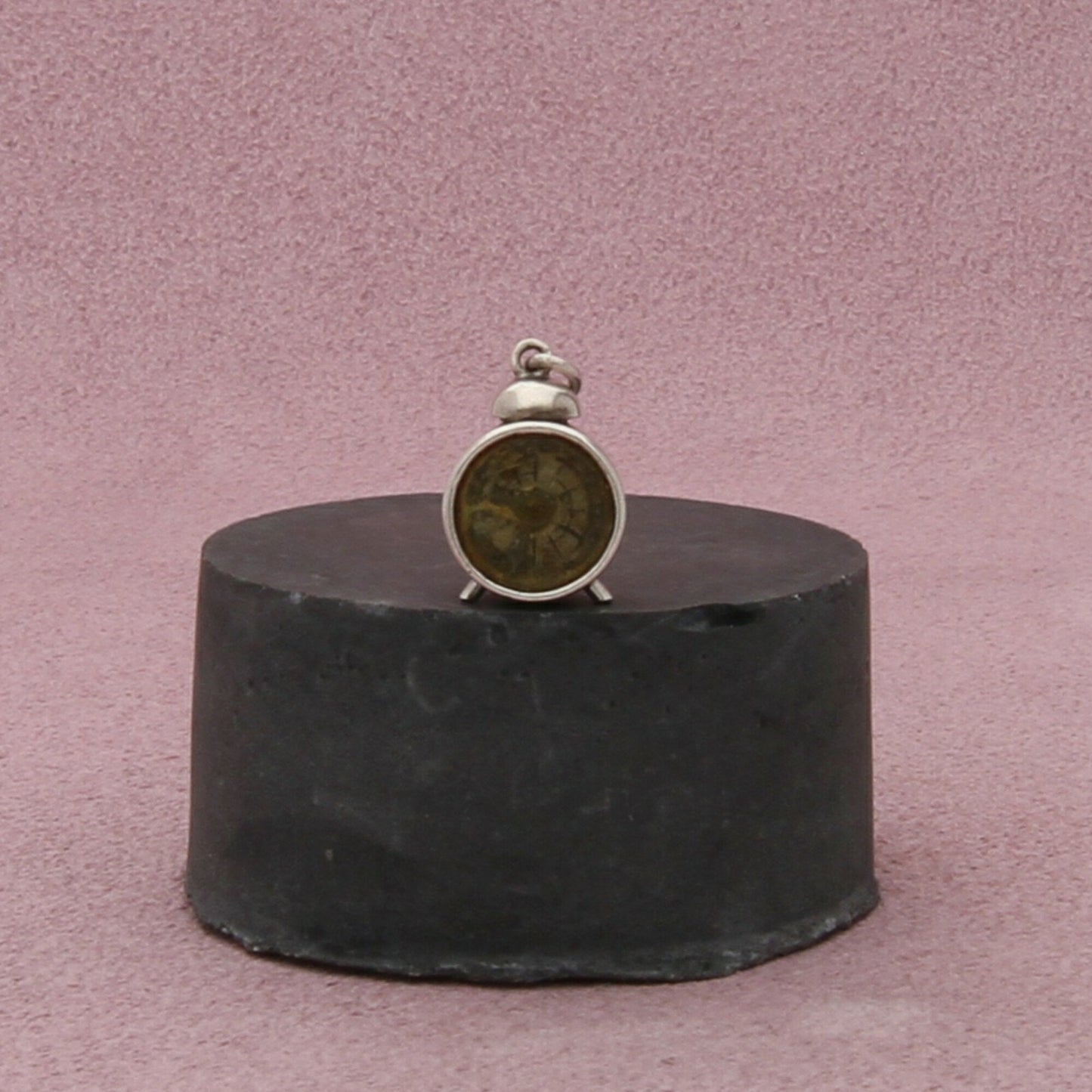 sterling silver vintage 3d alarm clock charm pendant
