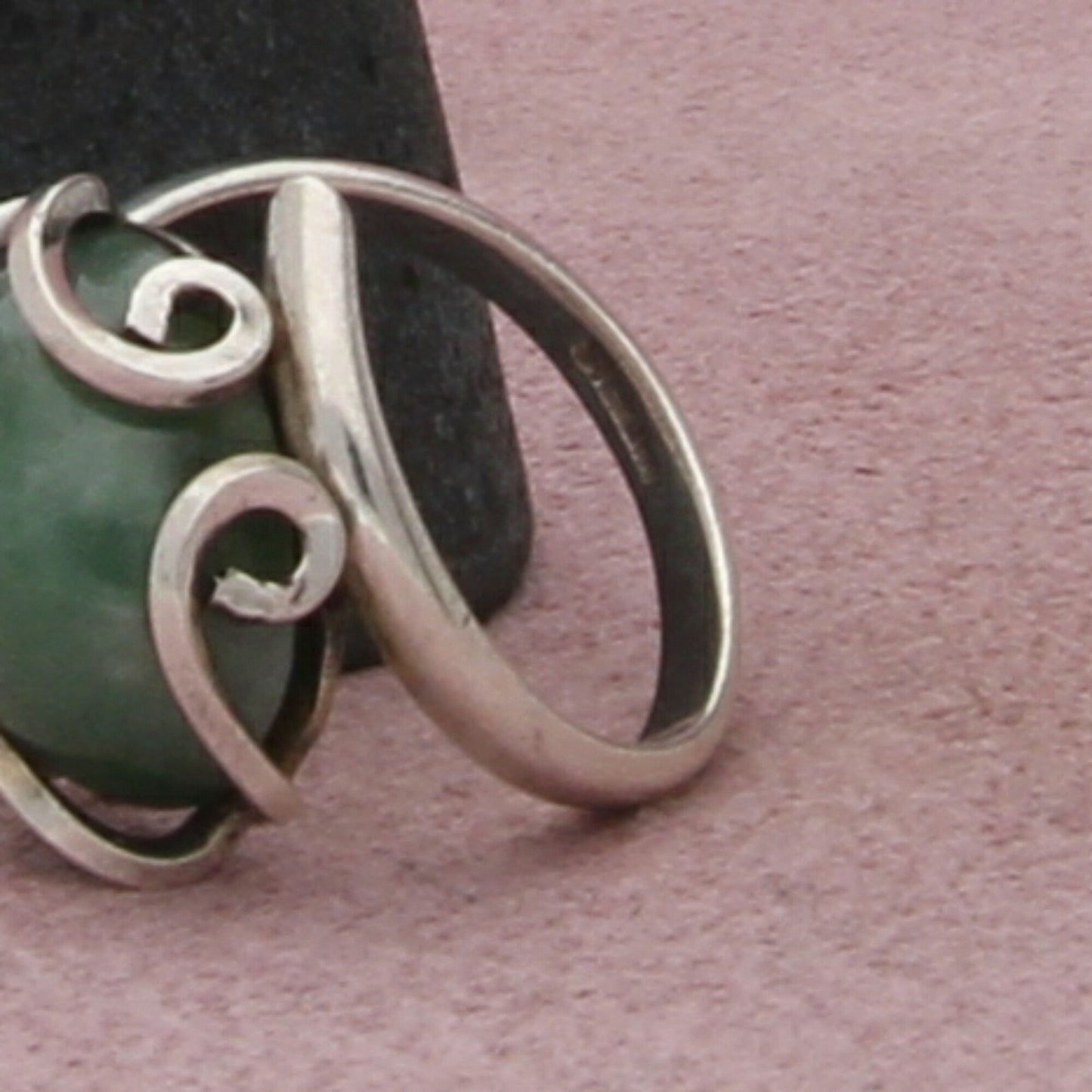 sterling silver vintage aventurine scroll ring size 5