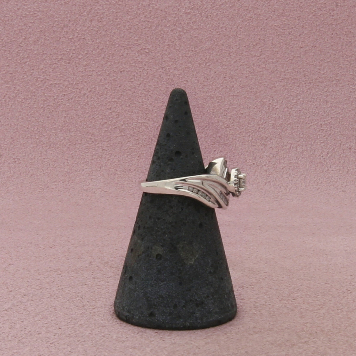 Zales Sterling Silver Diamond Halo Bypass Ring Size 3.75