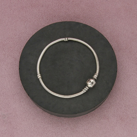 pandora sterling silver barrel clasp snake chain charm bracelet size 7in