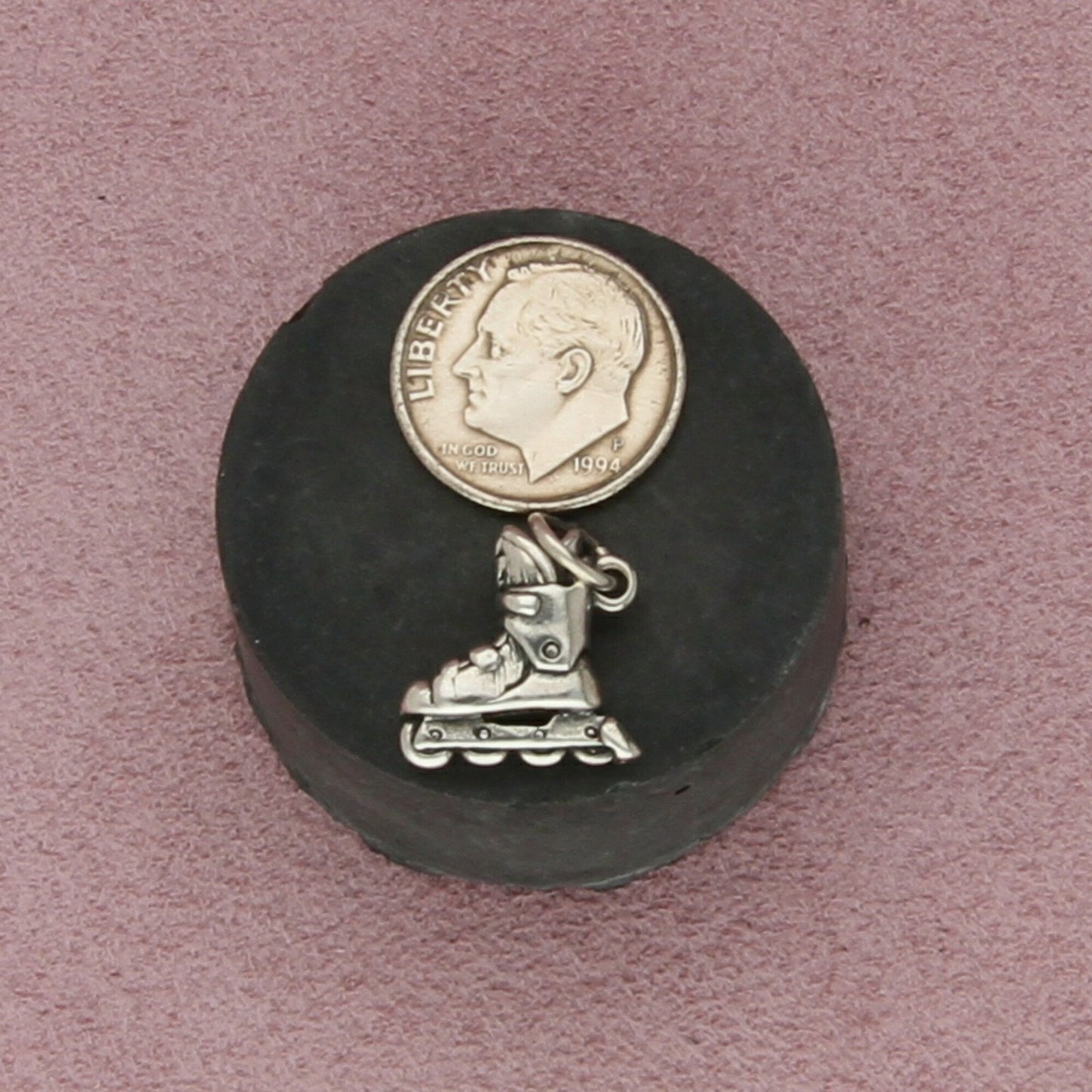 sterling silver vintage 3d inline roller skate charm pendant