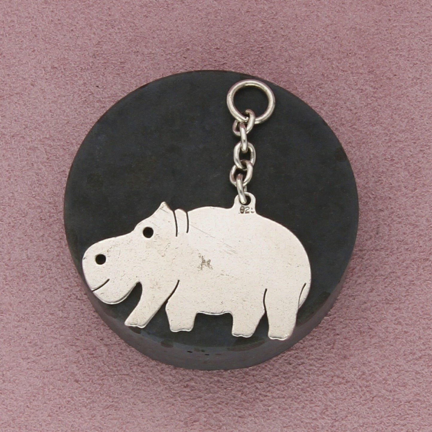 sterling silver vintage hippo hippopotamus pendant
