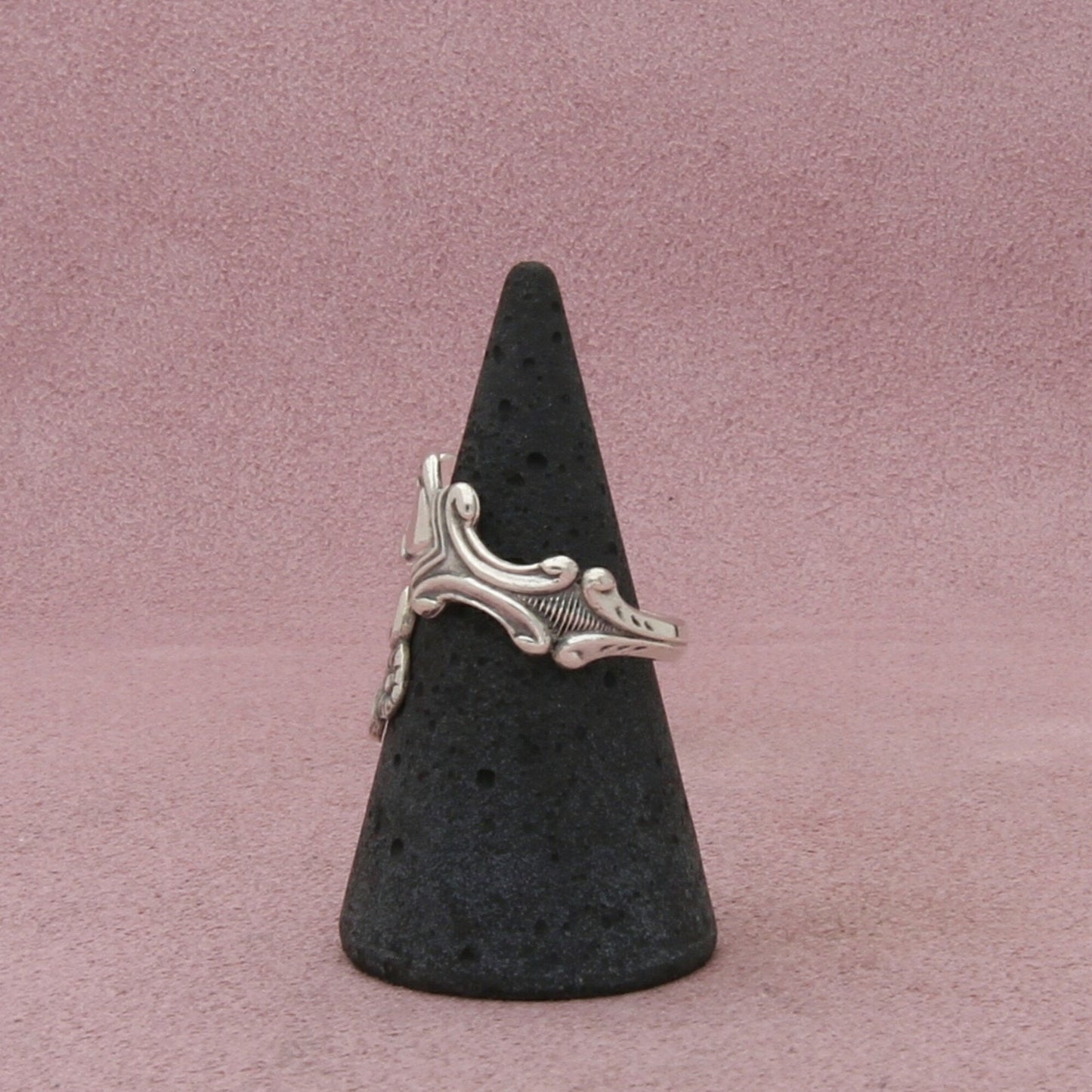 avon sterling silver vintage heart bypass spoon ring size 8