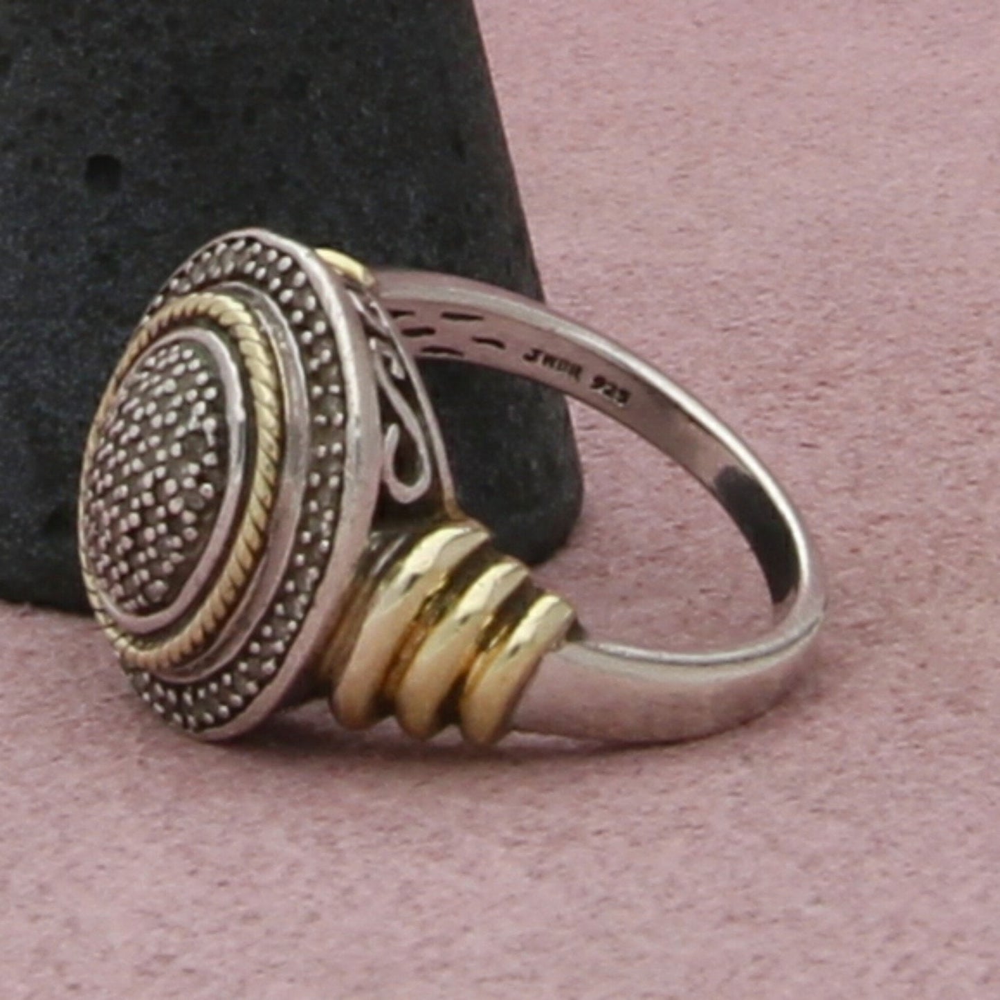 zales sterling silver gold accent diamond ring size 7.25