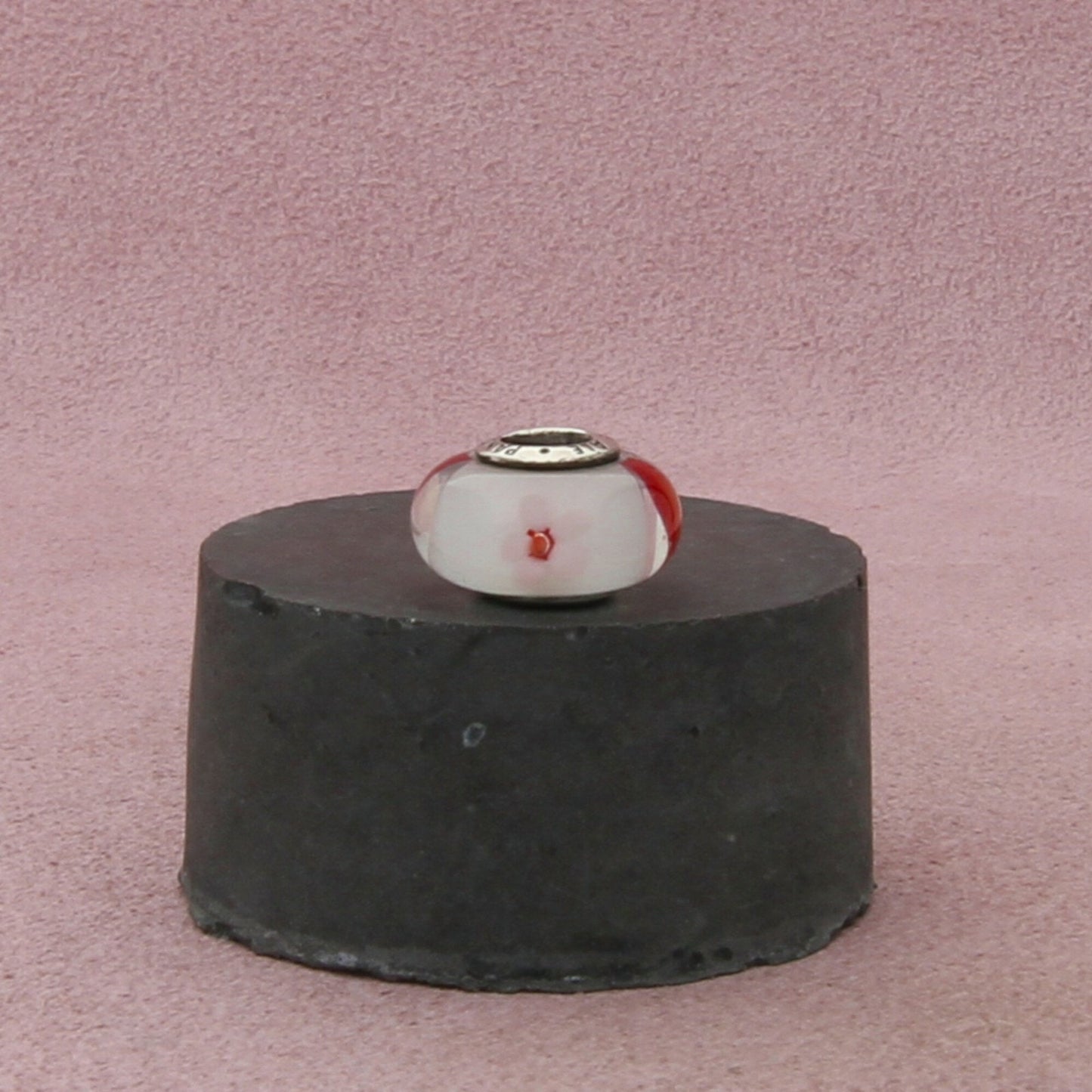 pandora sterling silver cherry blossom retired murano glass bead (790947) charm