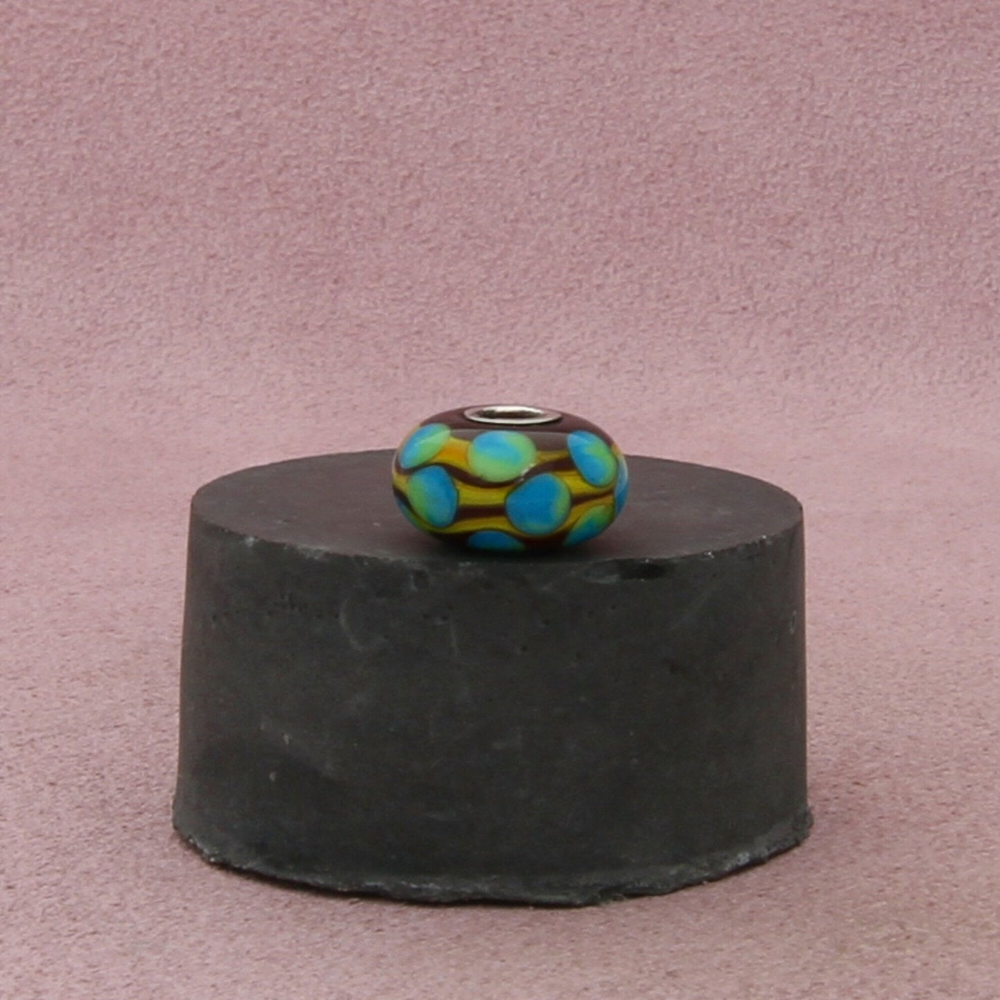 trollbeads sterling silver mardi gras turquoise yellow murano glass bead charm