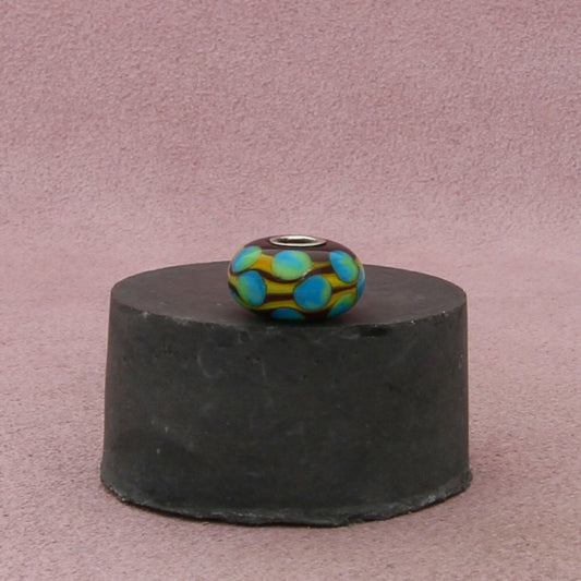 trollbeads sterling silver mardi gras turquoise yellow murano glass bead charm