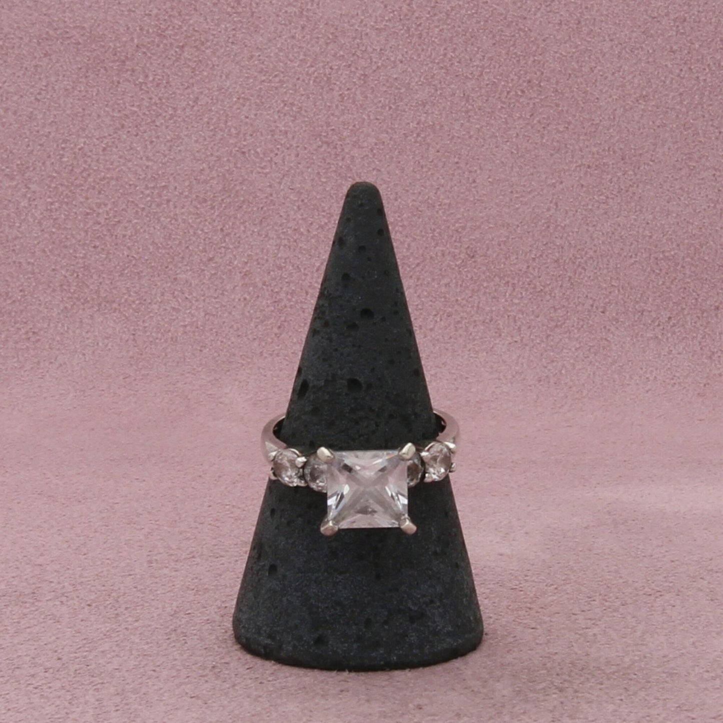sterling silver princess-cut cz engagement ring size 8