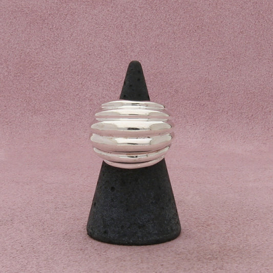 taxco mexico sterling silver vintage chunky scalloped dome ring size 5.5