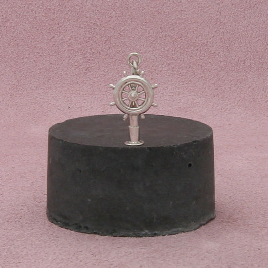 sterling silver vintage 3d spinning ship helm & telescope charm pendant