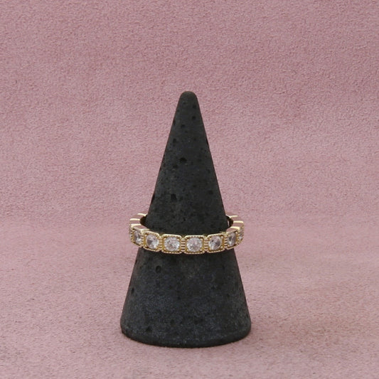 sterling silver milgrain cz eternity band ring size 8.5