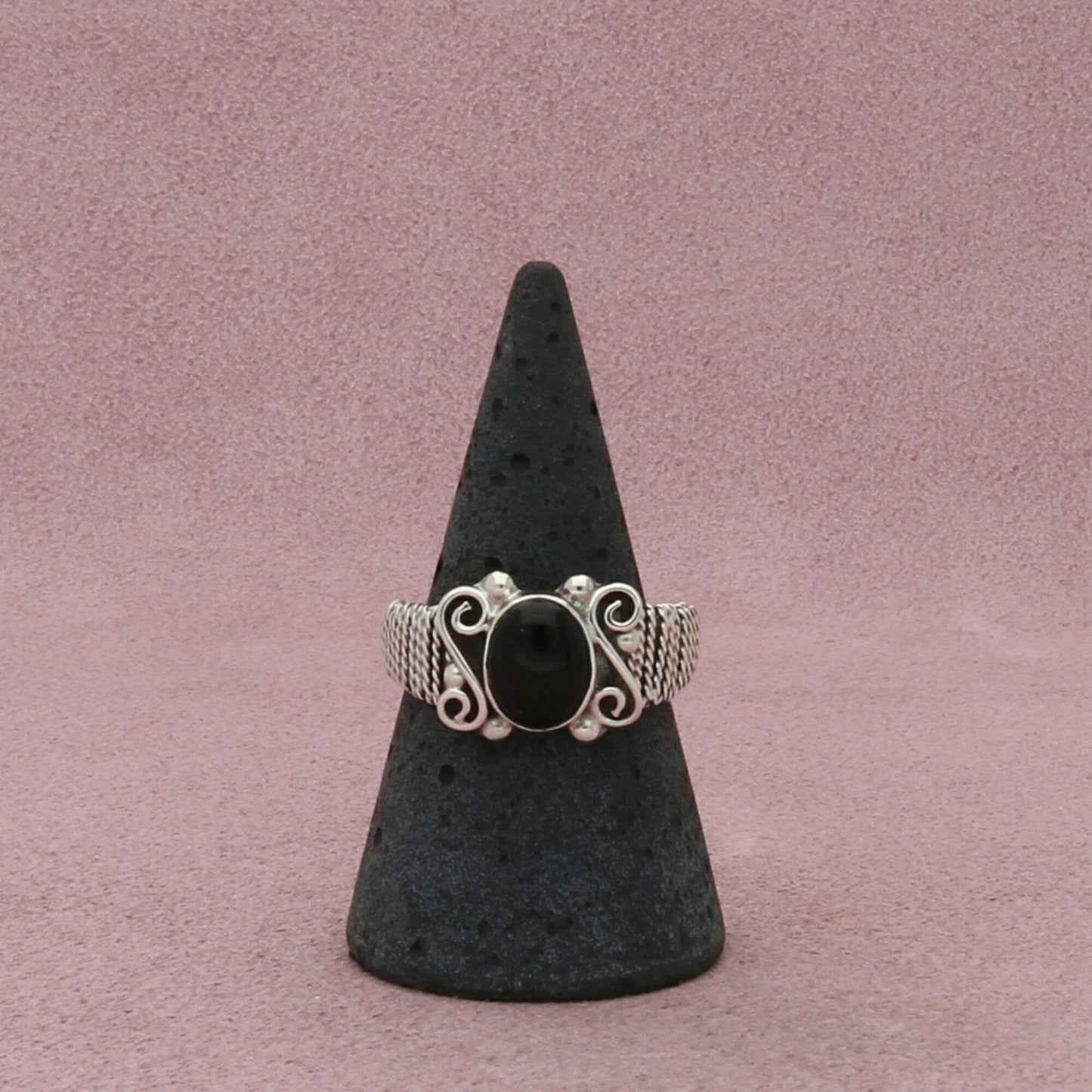 sterling silver vintage black onyx wrapped ring size 7.75