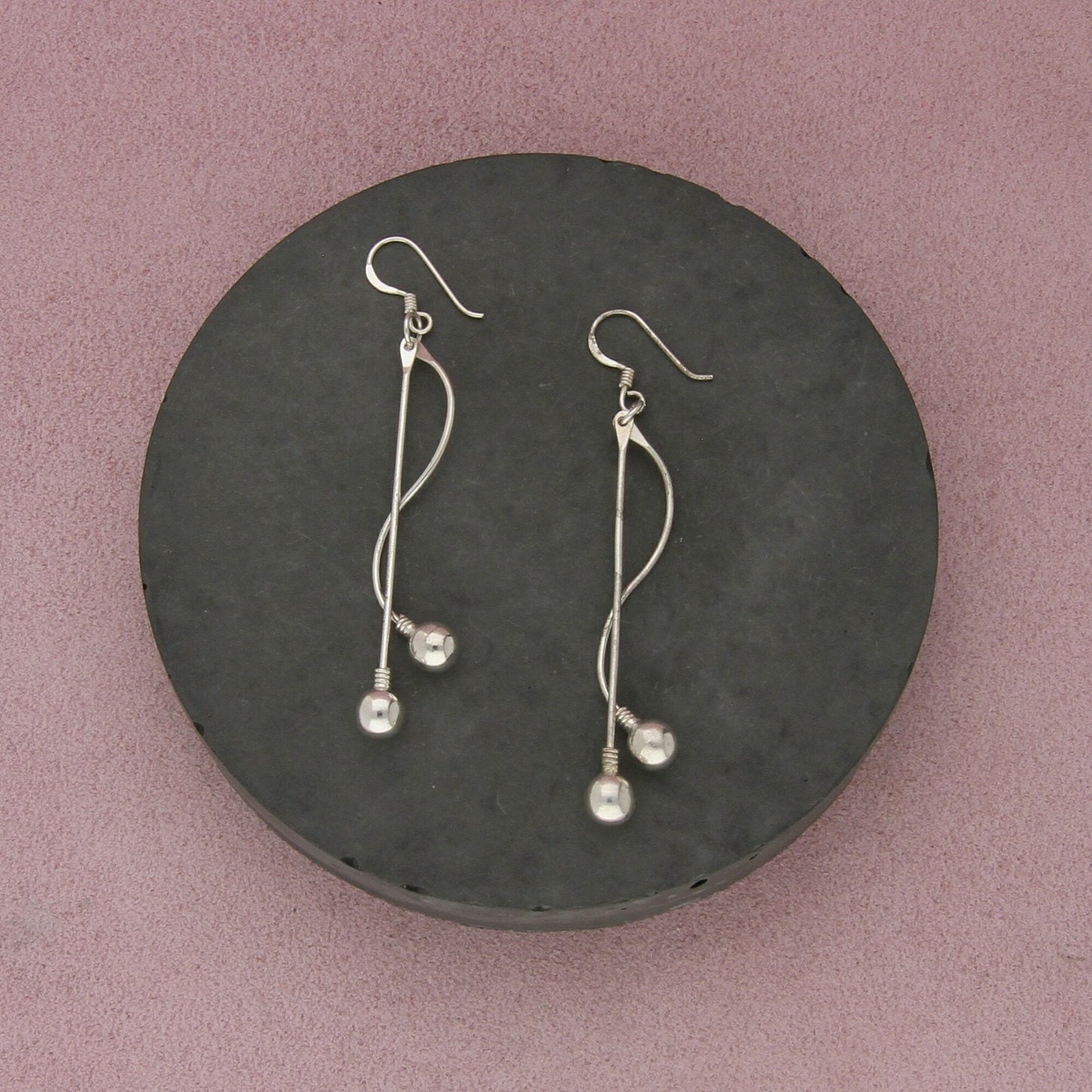 sterling silver vintage bead & bar dangle earrings