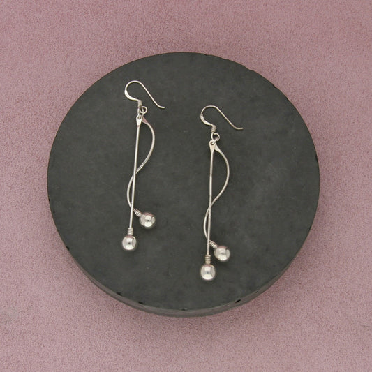 sterling silver vintage bead & bar dangle earrings