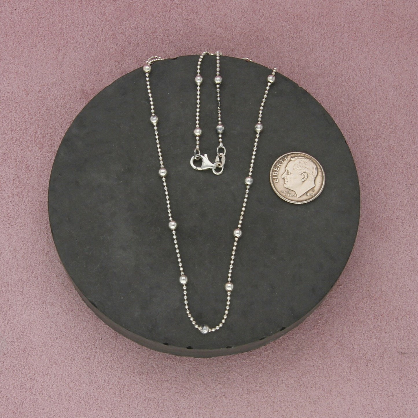 sterling silver italy saturn bead chain necklace size 17in