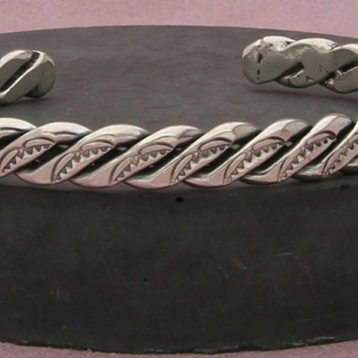 Navajo Sterling Silver Vintage Stamped Twisted Woven Cuff Bracelet Size 6.25in