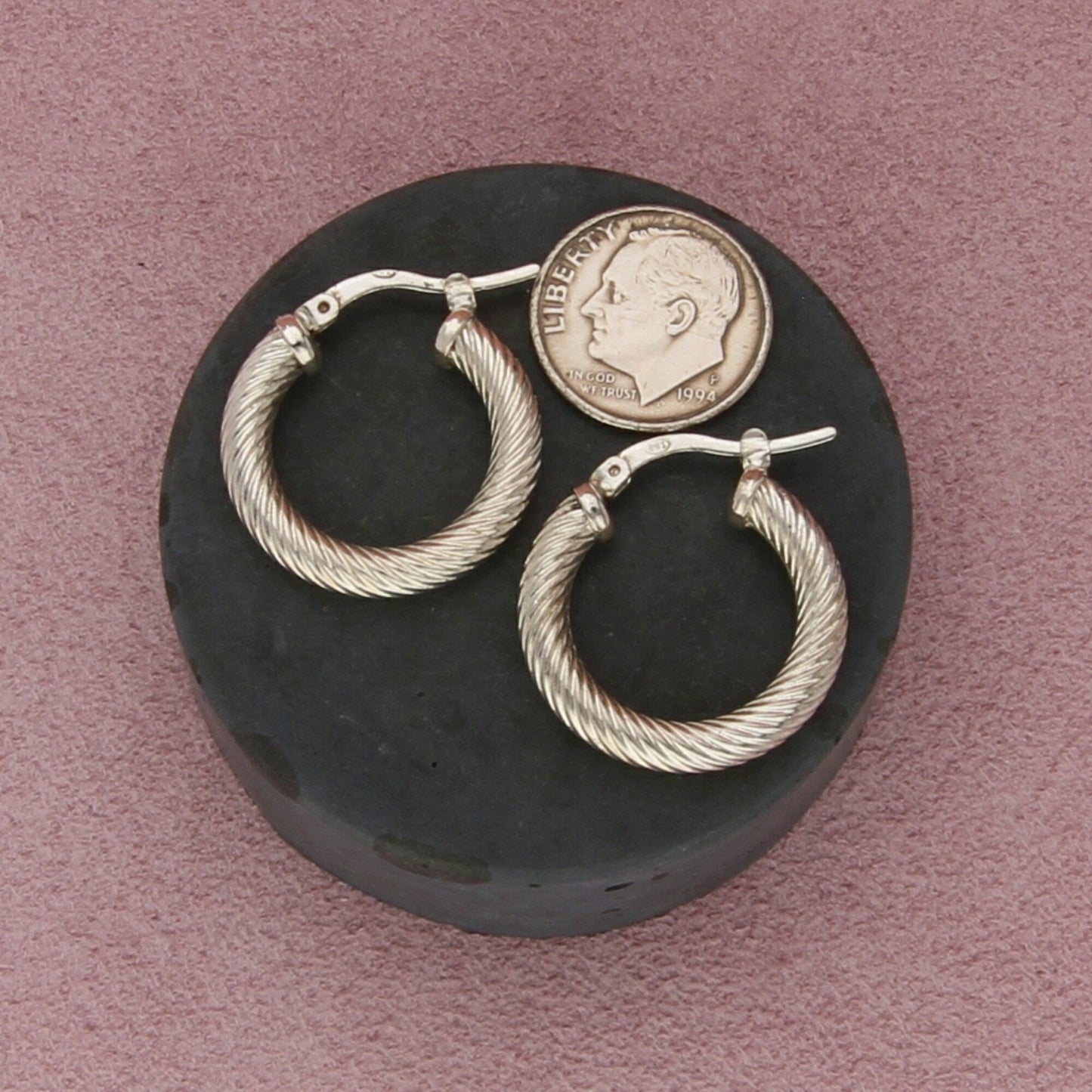 sterling silver 23mm twisted cable snap-post hoop earrings