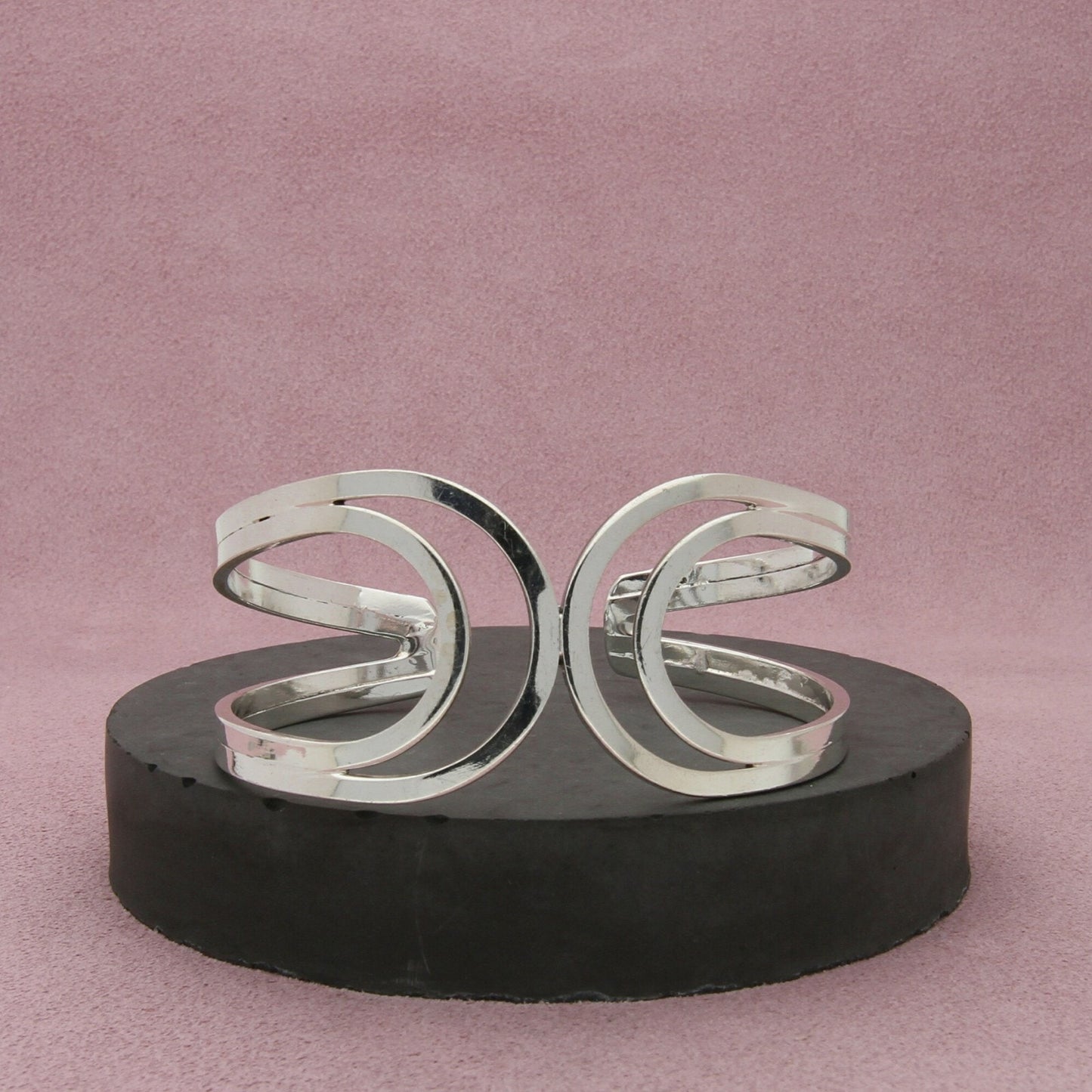 sterling silver vintage open crescent cuff bracelet size 7in
