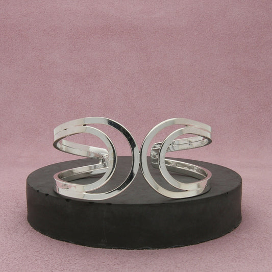 sterling silver vintage open crescent cuff bracelet size 7in