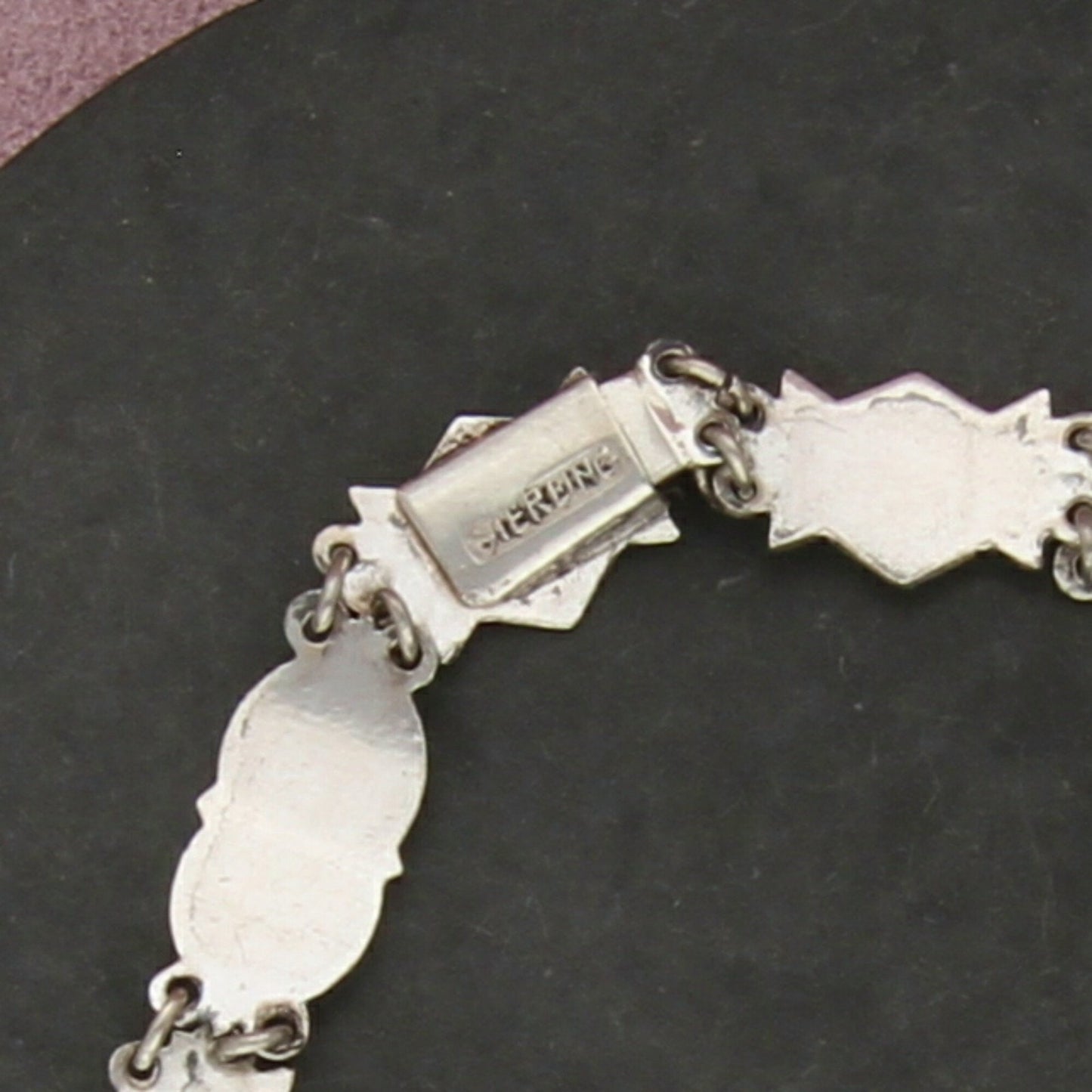 sterling silver vintage siam nielloware mekkala panel bracelet size 6.25in