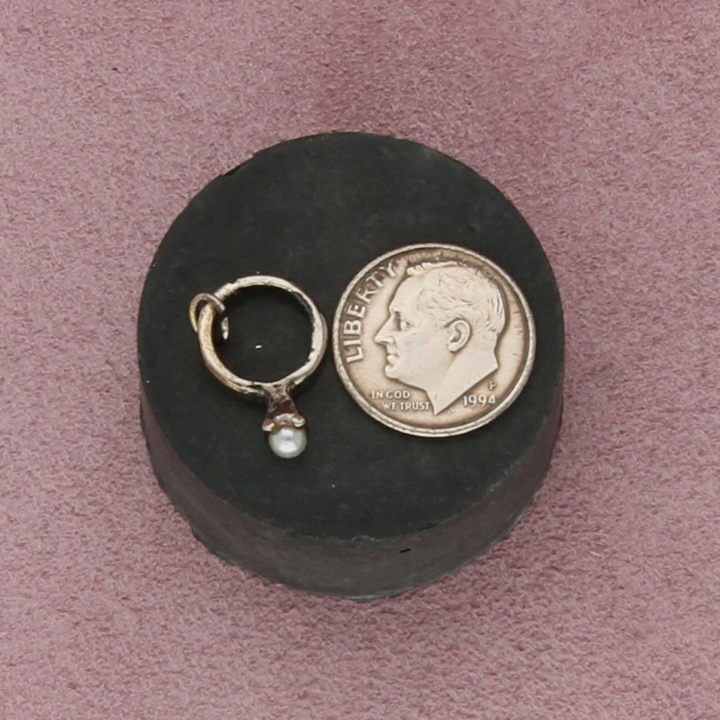 sterling silver vintage pearl ring charm pendant