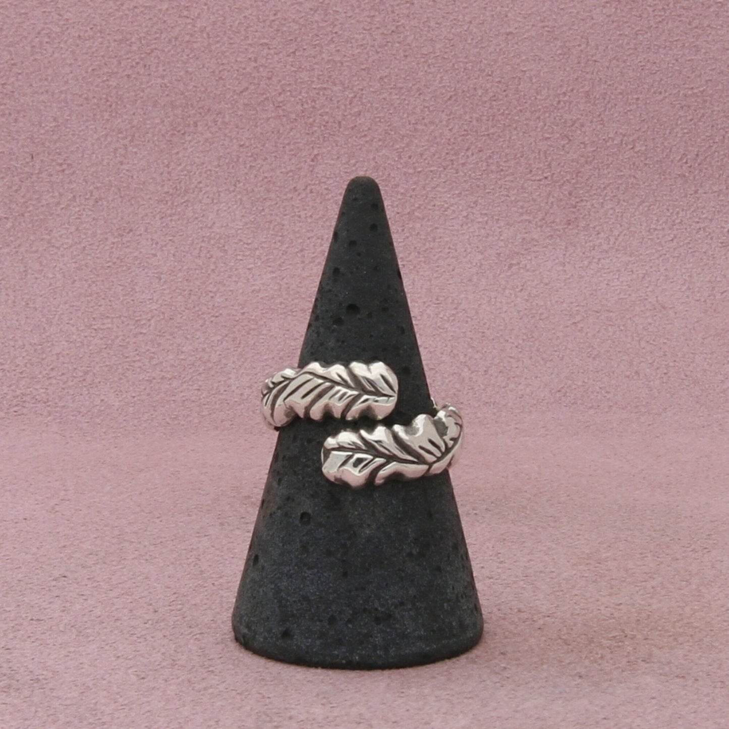 sterling silver vintage carved leaf bypass ring size 8