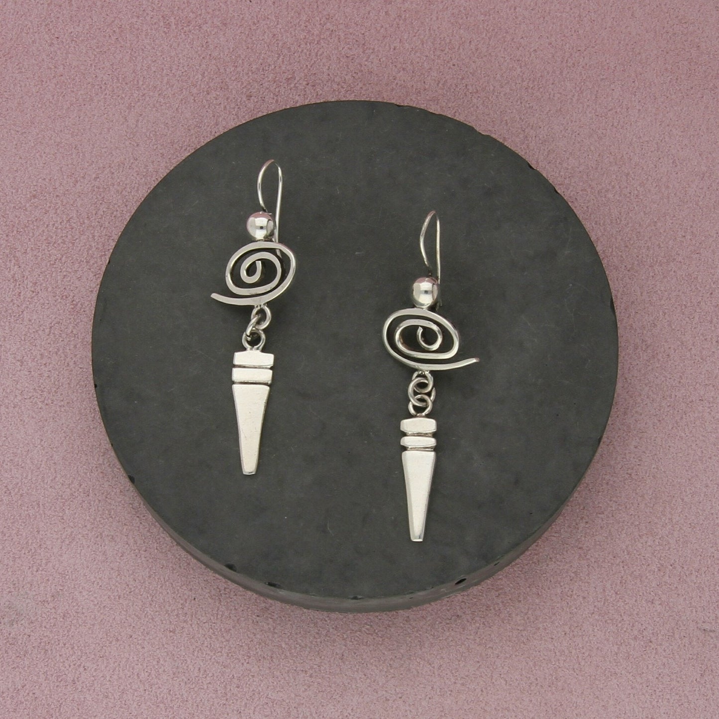 sterling silver swirl dangle earrings