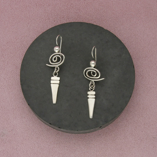 sterling silver swirl dangle earrings