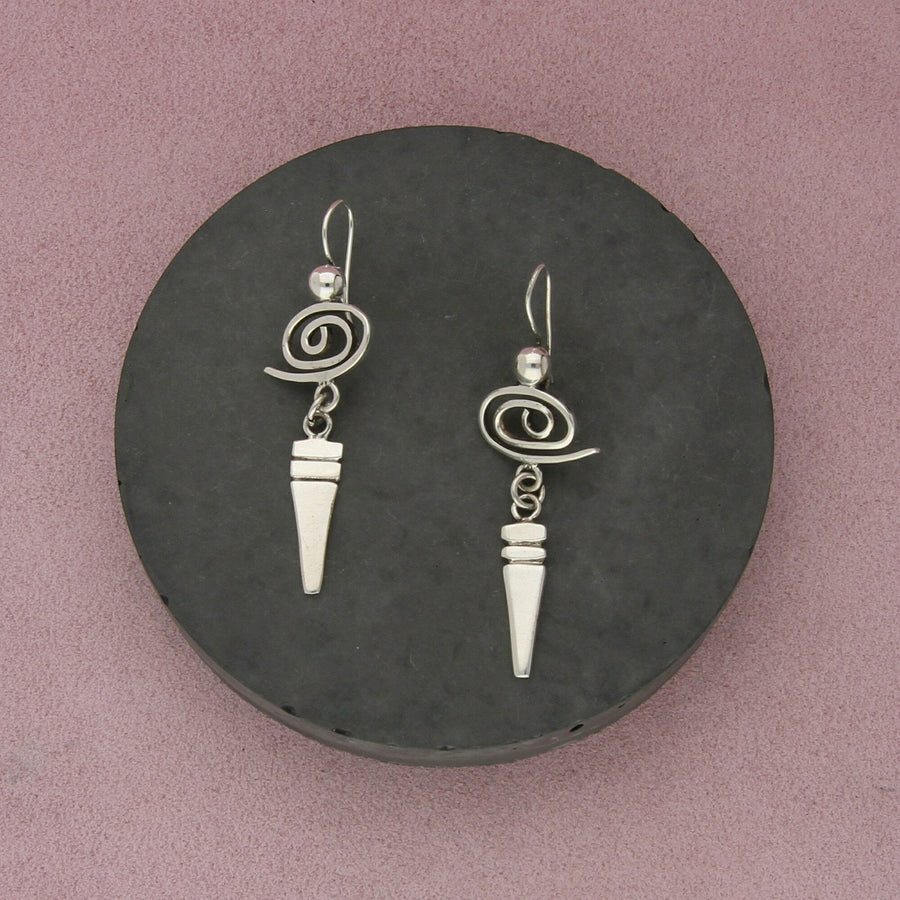 sterling silver swirl dangle earrings
