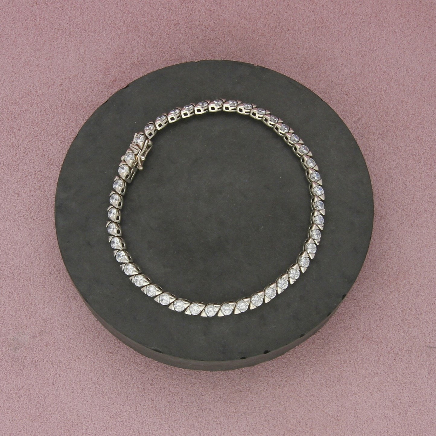 sterling silver round-cut cz tennis bracelet size 8in