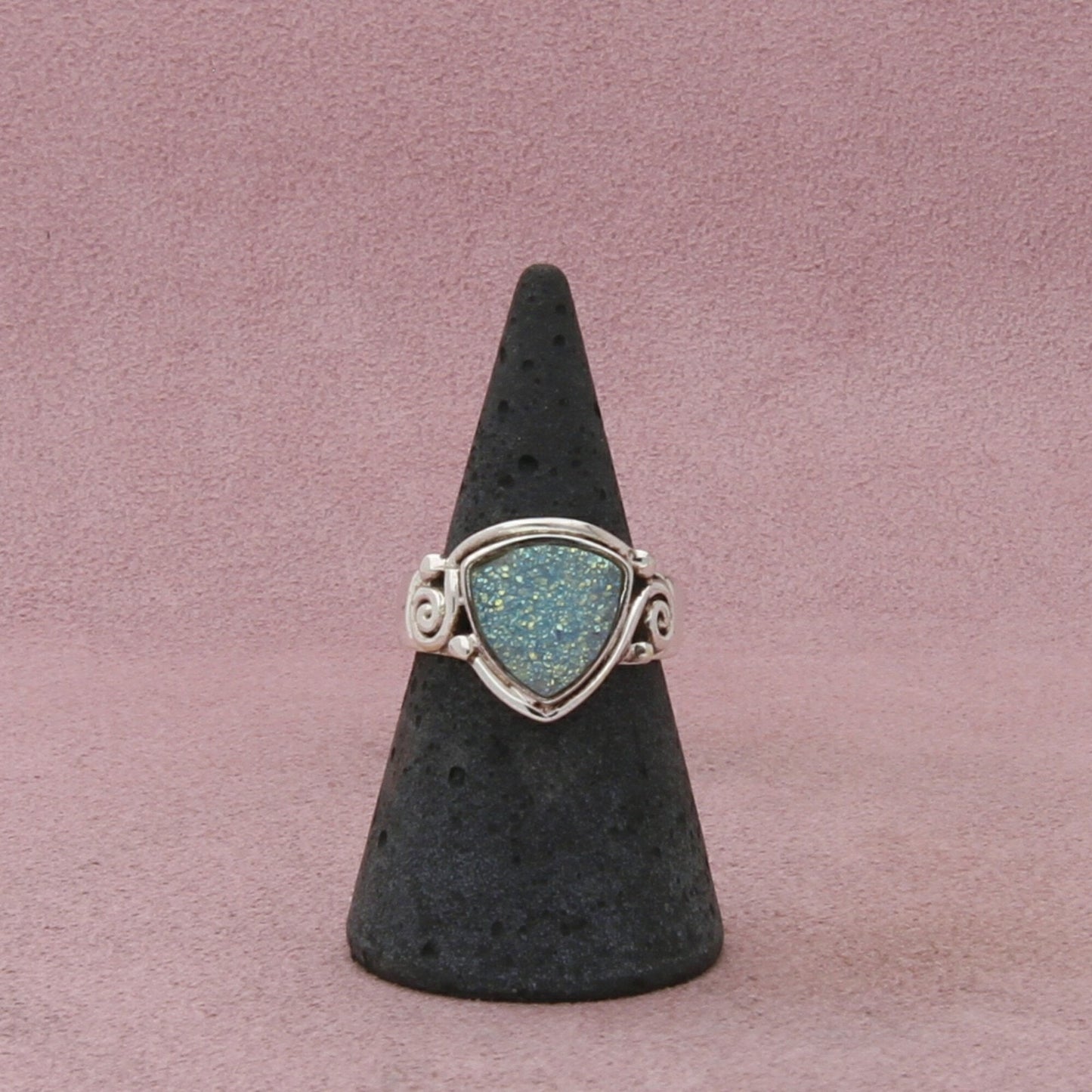 sajen sterling silver blue druzy swirl ring size 7