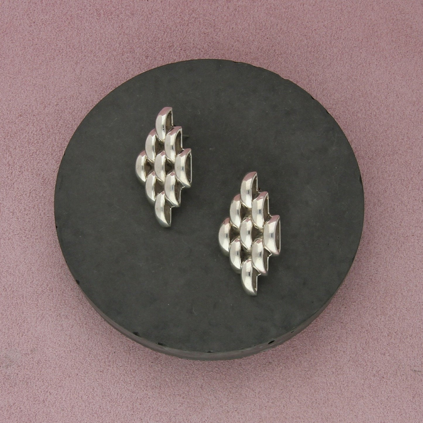 taxco mexico sterling silver vintage panther chain style post earrings