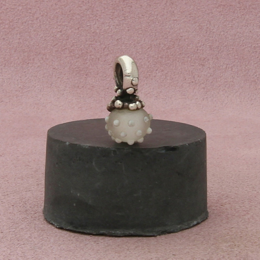 trollbeads sterling silver winter white beaded glass bead charm