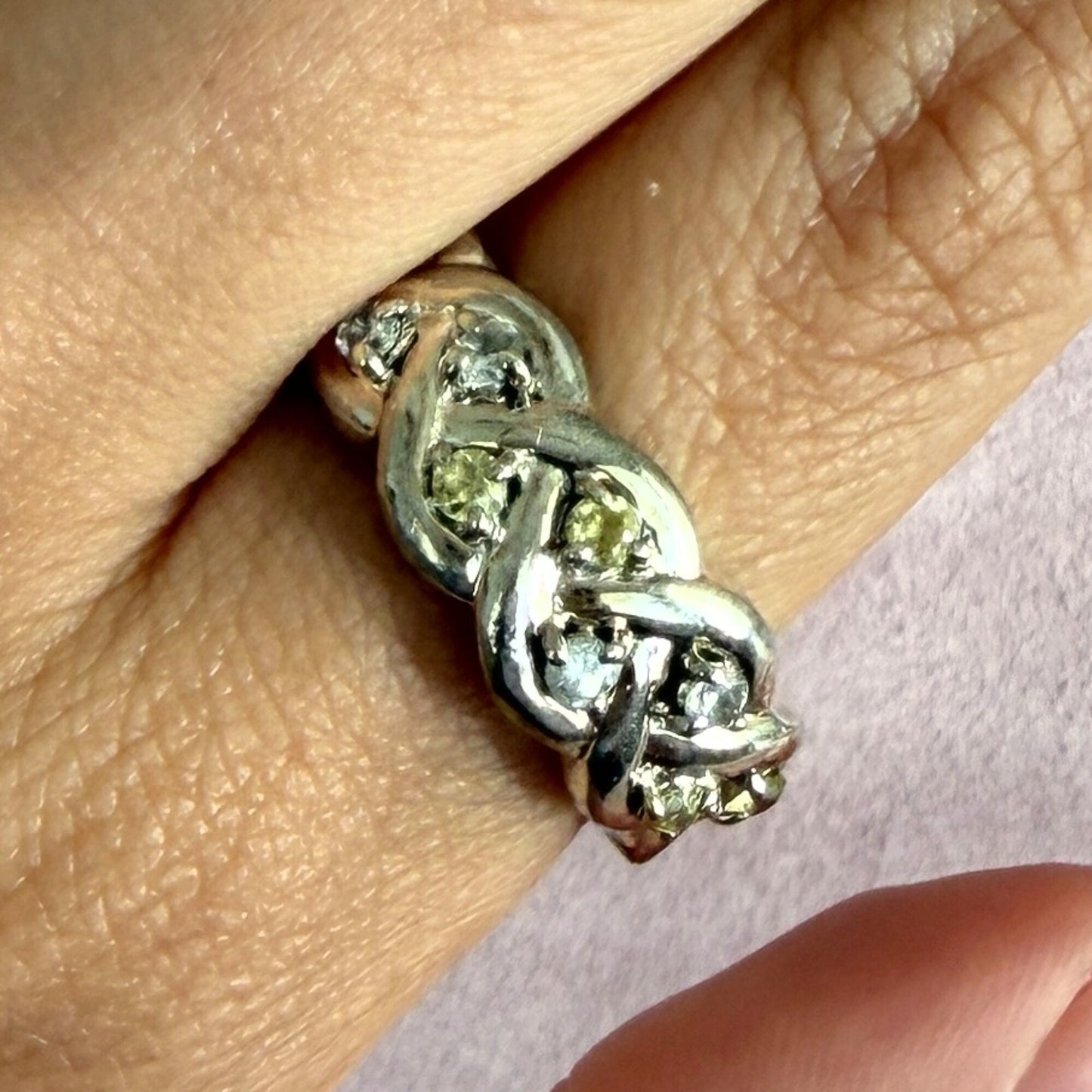 sterling silver braided round-cut cz band ring size 10.5