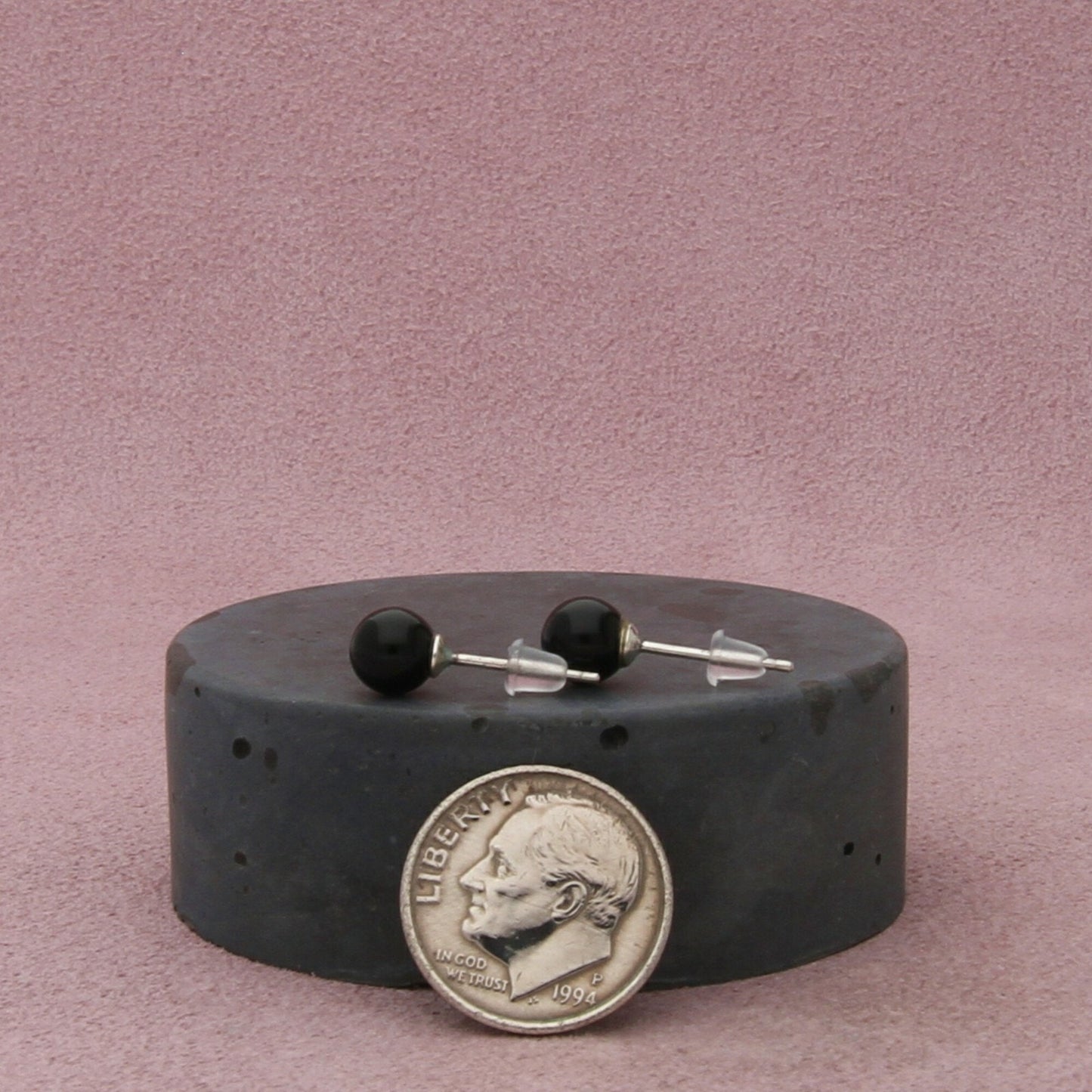 sterling silver 6mm black onyx stud earrings