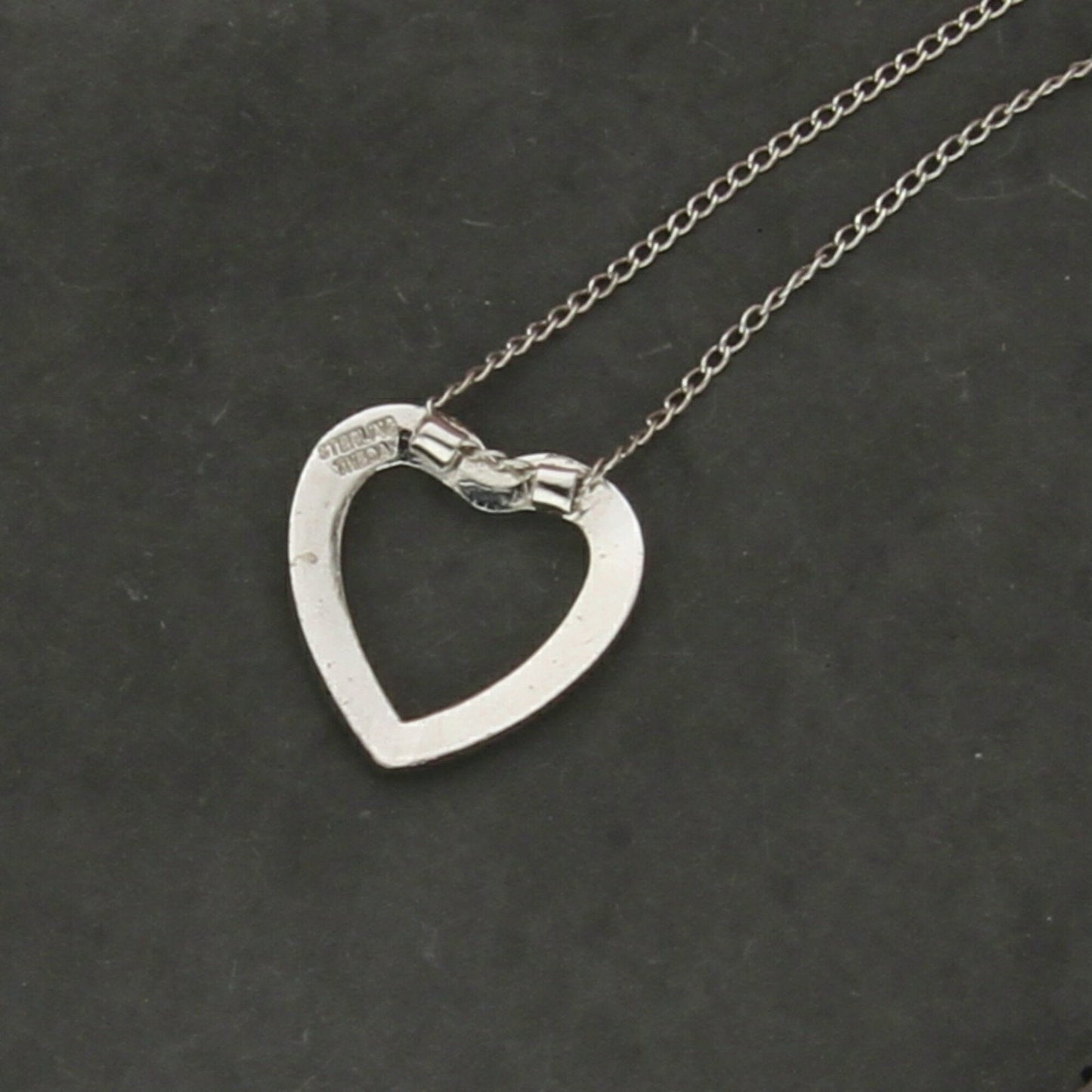 sterling silver vintage paste stone heart necklace size 18.5in