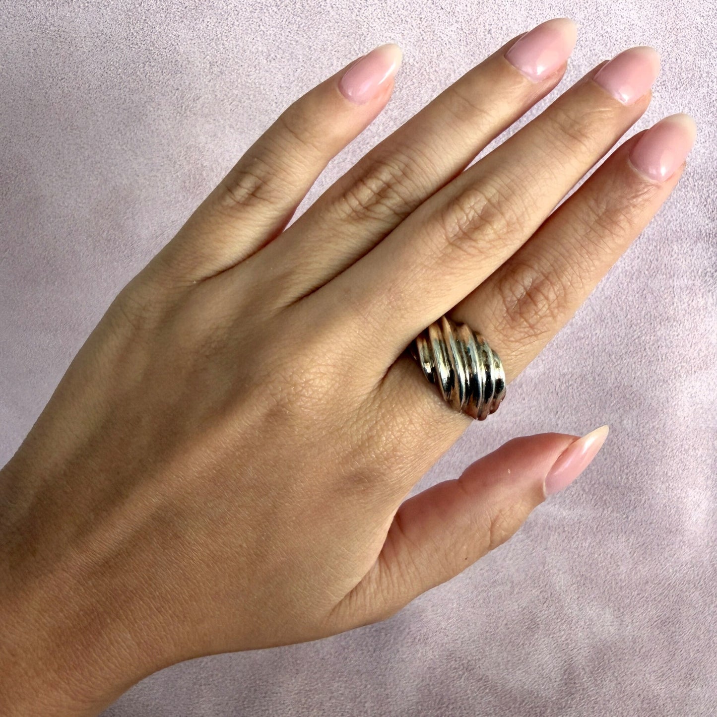 sterling silver vintage scalloped dome ring size 10
