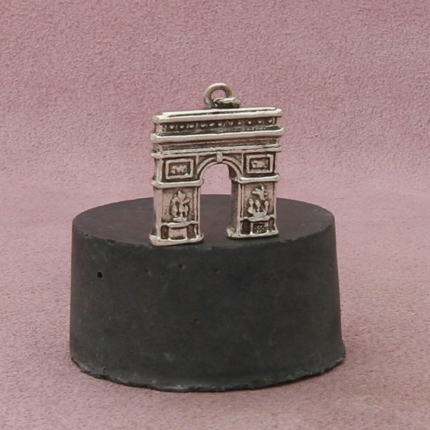 835 silver vintage 3d paris france arc de triomphe travel charm pendant