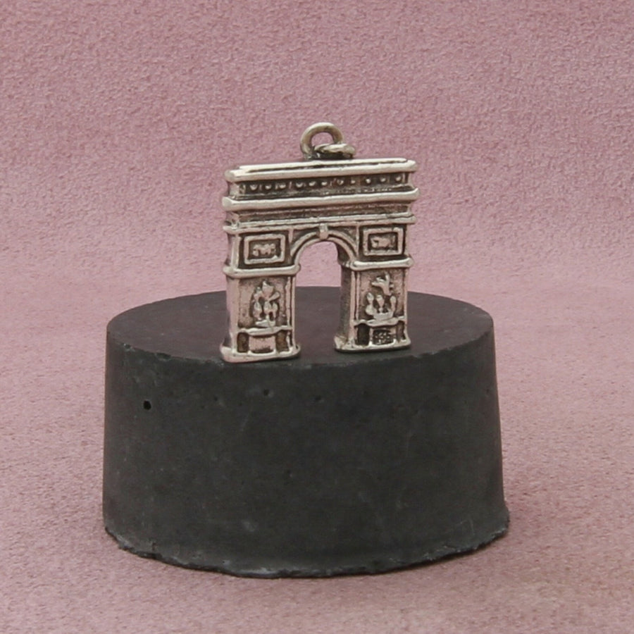 835 silver vintage 3d paris france arc de triomphe travel charm pendant