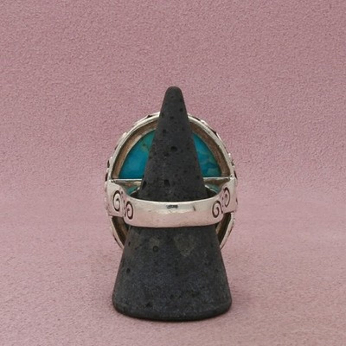 Barse Sterling Silver Chunky Oval Turquoise Scroll Bezel Ring Size 9