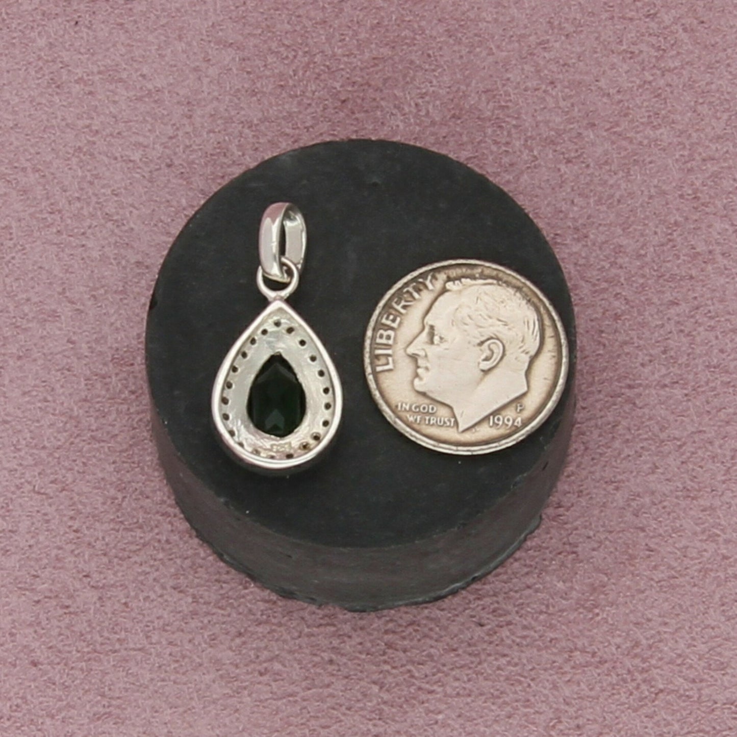 sterling silver chrome dopside & cz halo pendant