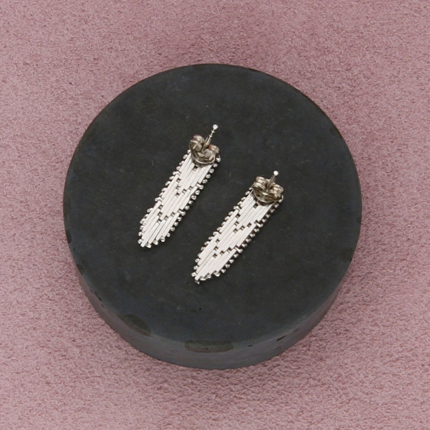 sterling silver tri-color riccio chevon post earrings