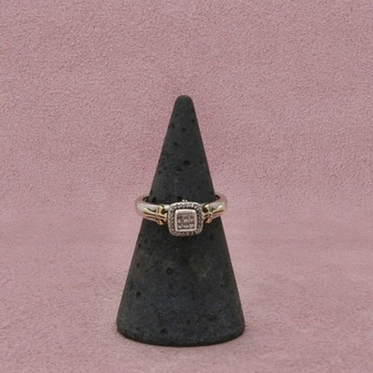 Kay Jewelers Sterling Silver Diamond Two Toned Cross Cluster Ring Size 4.75