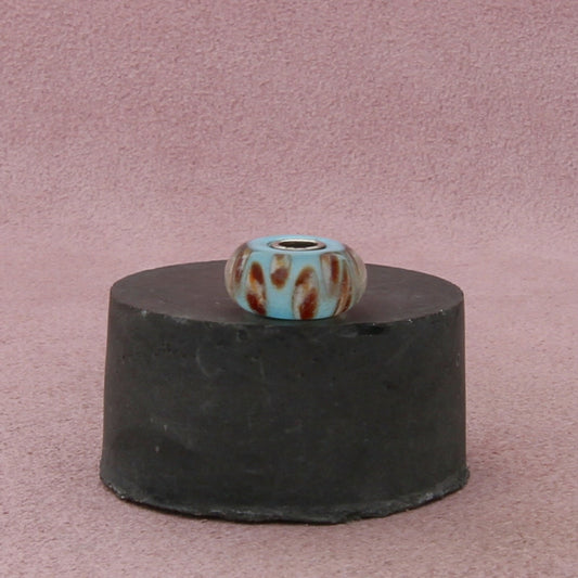 trollbeads sterling silver aquarium turquoise tan stripe murano glass bead charm